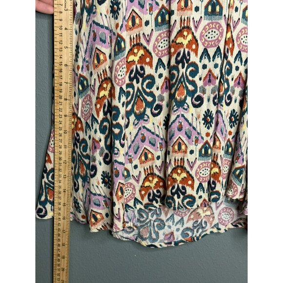 Torrid Womens 4X Tan Purple Printed Short Sleeve Gauze Smocked Surplice Wrap Top - Picture 7 of 11